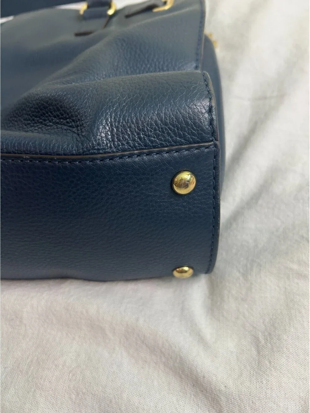 Michael Kors Hamilton Navy Blue Leather Satchel Bag With Matching Wallet Set